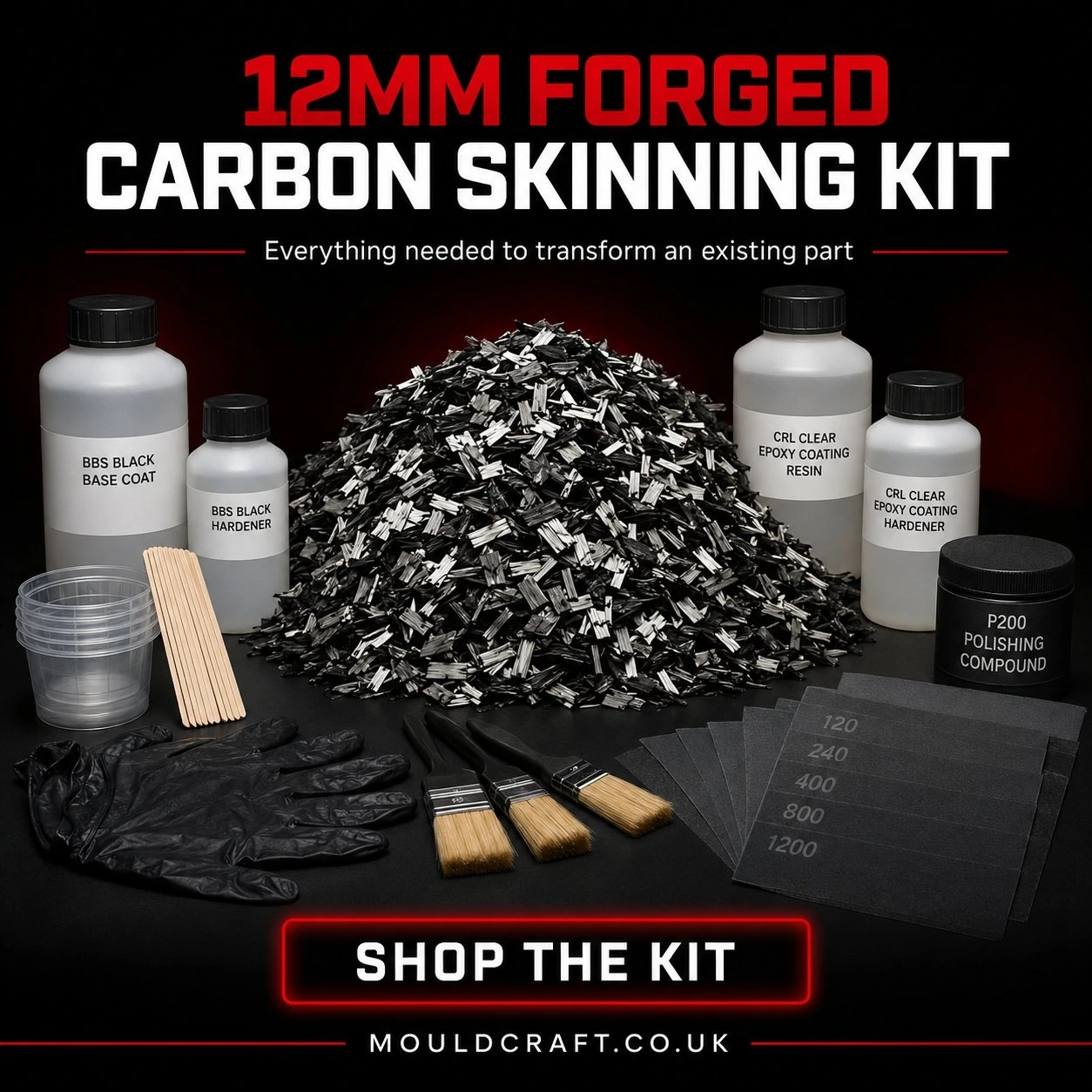 12mm Forged Carbon Chopped Tow Skinning Kits