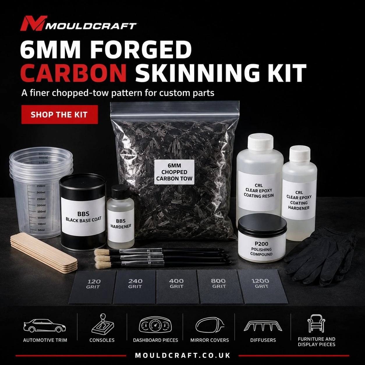 6mm Forged Carbon Chopped Tow Skinning Kits
