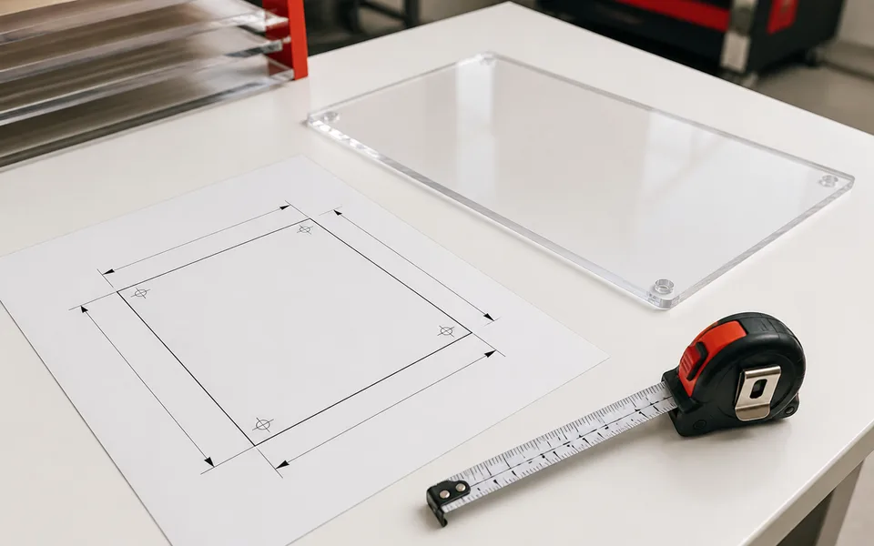 CAD-style quote intake showing component dimensions for laser cutting