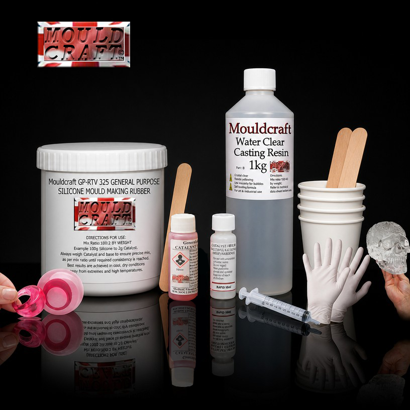 2KG SILICONE AND WATER CLEAR CASTING RESIN KIT CUPS GLOVES STICKS KIT- jewellery